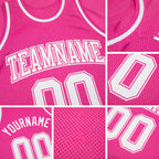 Custom Pink White Authentic Throwback Basketball Jersey detail
