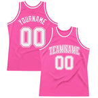 Custom Pink White Authentic Throwback Basketball Jersey photo 1
