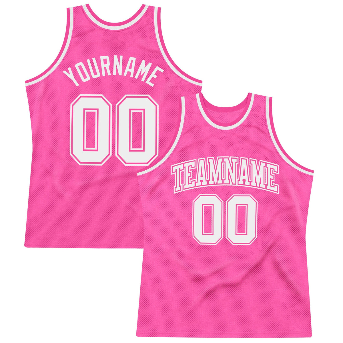 Custom Pink White Authentic Throwback Basketball Jersey photo 1