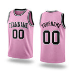 Custom Light Pink Black-White Authentic Throwback Basketball Jersey