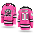 Custom Pink White-Black Hockey Jersey