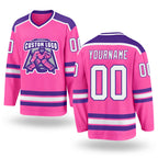 Custom Pink White-Purple Hockey Jersey