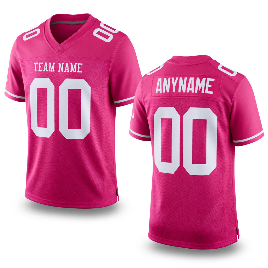 Custom Pink White Mesh Authentic Football Jersey