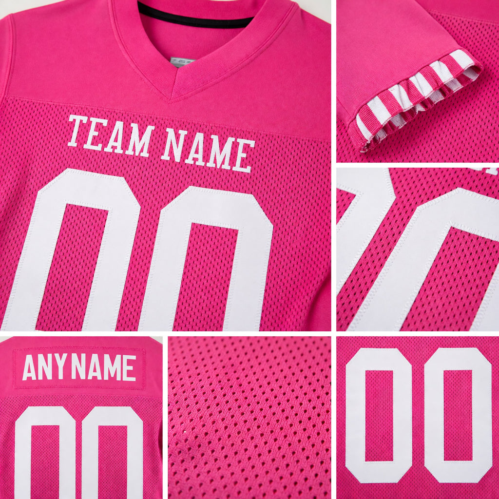 Custom Pink White Mesh Authentic Football Jersey detail