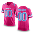 Custom Pink Light Blue-White Mesh Authentic Football Jersey