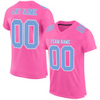 Custom Pink Light Blue-White Mesh Authentic Football Jersey photo 1
