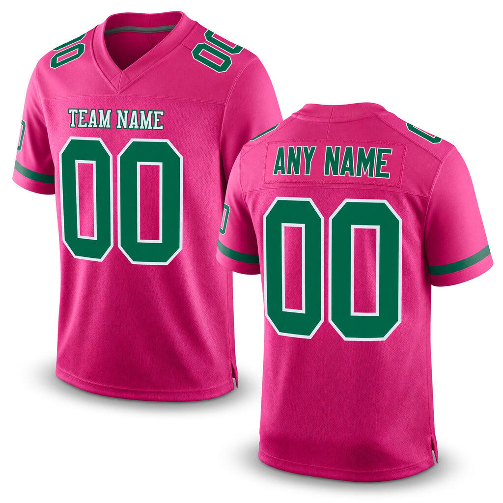 Custom Pink Kelly Green-White Mesh Authentic Football Jersey