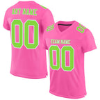 Custom Pink Neon Green-White Mesh Authentic Football Jersey photo 1