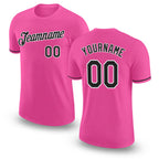 Custom Pink Black-White Performance T-Shirt