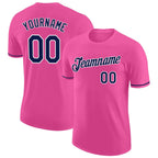 Custom Pink Navy-White Performance T-Shirt
