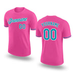 Custom Pink Teal-White Performance T-Shirt