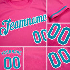 Custom Pink Teal-White Performance T-Shirt detail