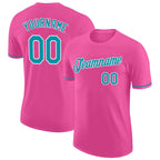Custom Pink Teal-White Performance T-Shirt photo 1
