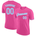 Custom Pink Light Blue-White Performance T-Shirt photo 1