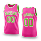 Custom Pink Neon Green-White Authentic Throwback Basketball Jersey