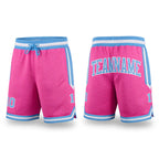 Custom Pink Light Blue-White Authentic Throwback Basketball Shorts