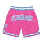 Custom Pink Light Blue-White Authentic Throwback Basketball Shorts photo 1