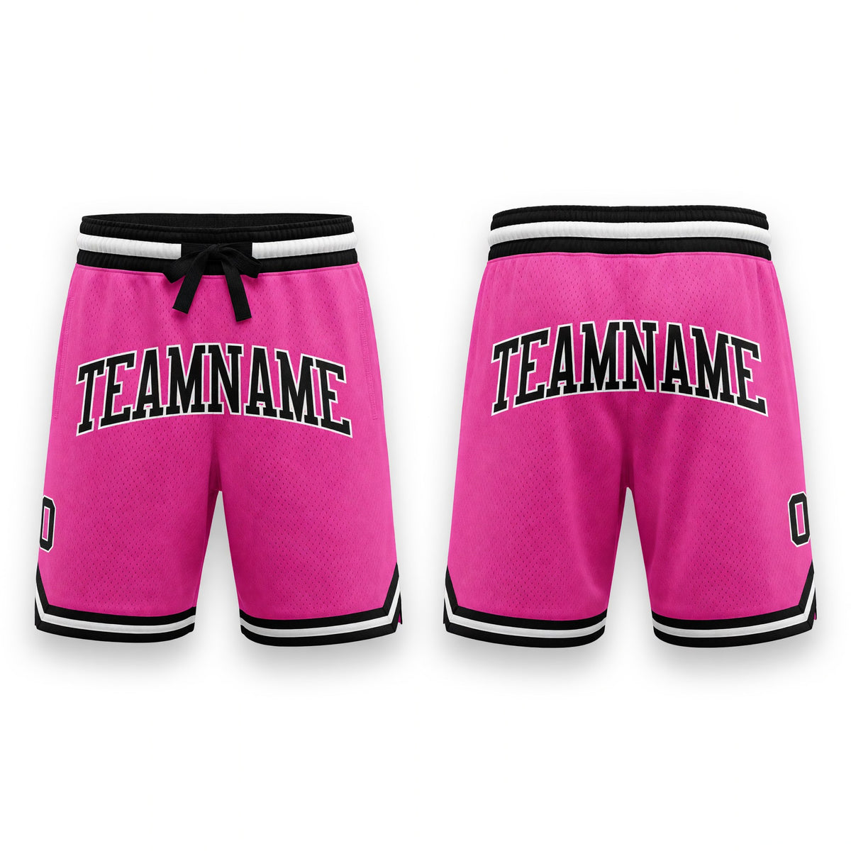 Custom Pink Black-White Authentic Throwback Basketball Shorts
