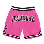 Custom Pink Black-White Authentic Throwback Basketball Shorts photo 1
