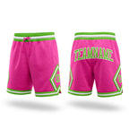 Custom Pink Neon Green-White Authentic Throwback Basketball Shorts