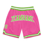 Custom Pink Neon Green-White Authentic Throwback Basketball Shorts photo 1