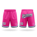 Custom Pink White Black-Light Blue Authentic Throwback Basketball Shorts