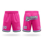 Custom Pink White Black-Light Blue Authentic Throwback Basketball Shorts