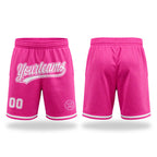 Custom Pink White Authentic Throwback Basketball Shorts
