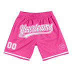 Custom Pink White Authentic Throwback Basketball Shorts photo 1
