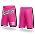 Custom Pink White-Black Authentic Basketball Shorts