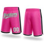 Custom Pink White-Black Authentic Basketball Shorts