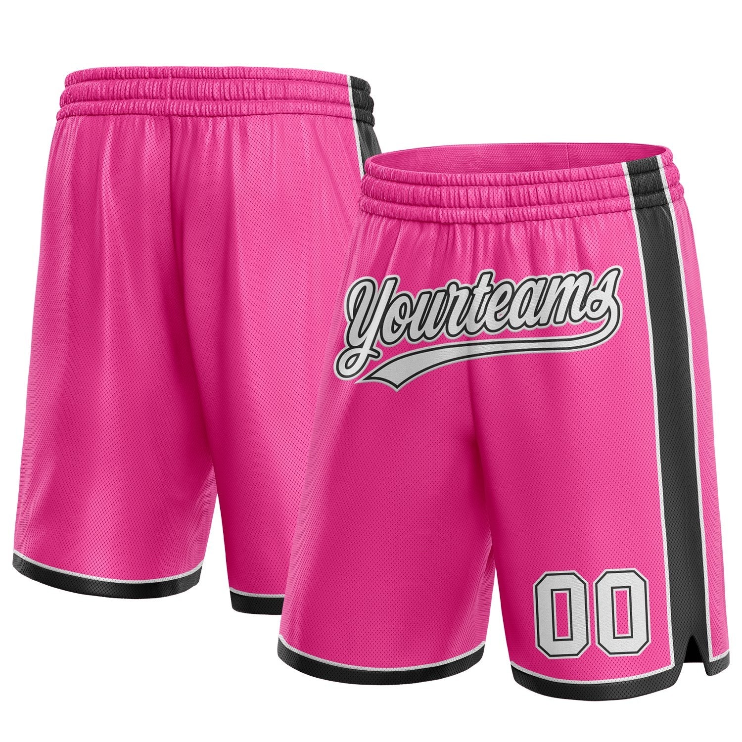 Custom Pink White-Black Authentic Basketball Shorts photo 1