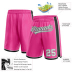 Custom Pink White-Black Authentic Basketball Shorts photo 2
