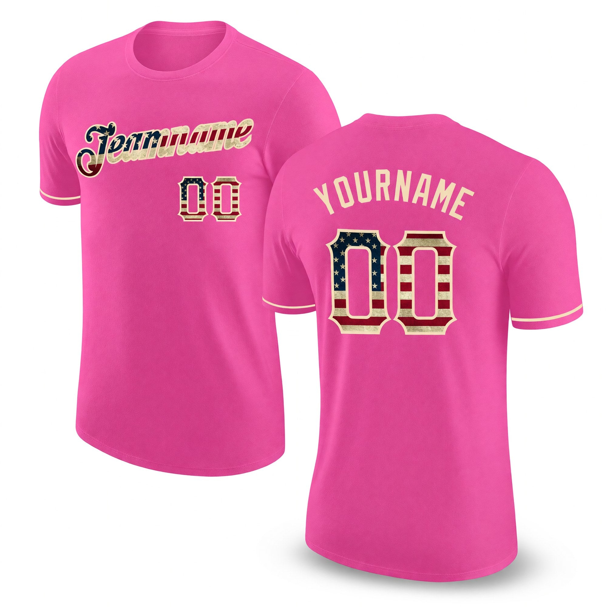 Custom Pink Vintage USA Flag-City Cream Performance T-Shirt