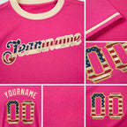 Custom Pink Vintage USA Flag-City Cream Performance T-Shirt detail