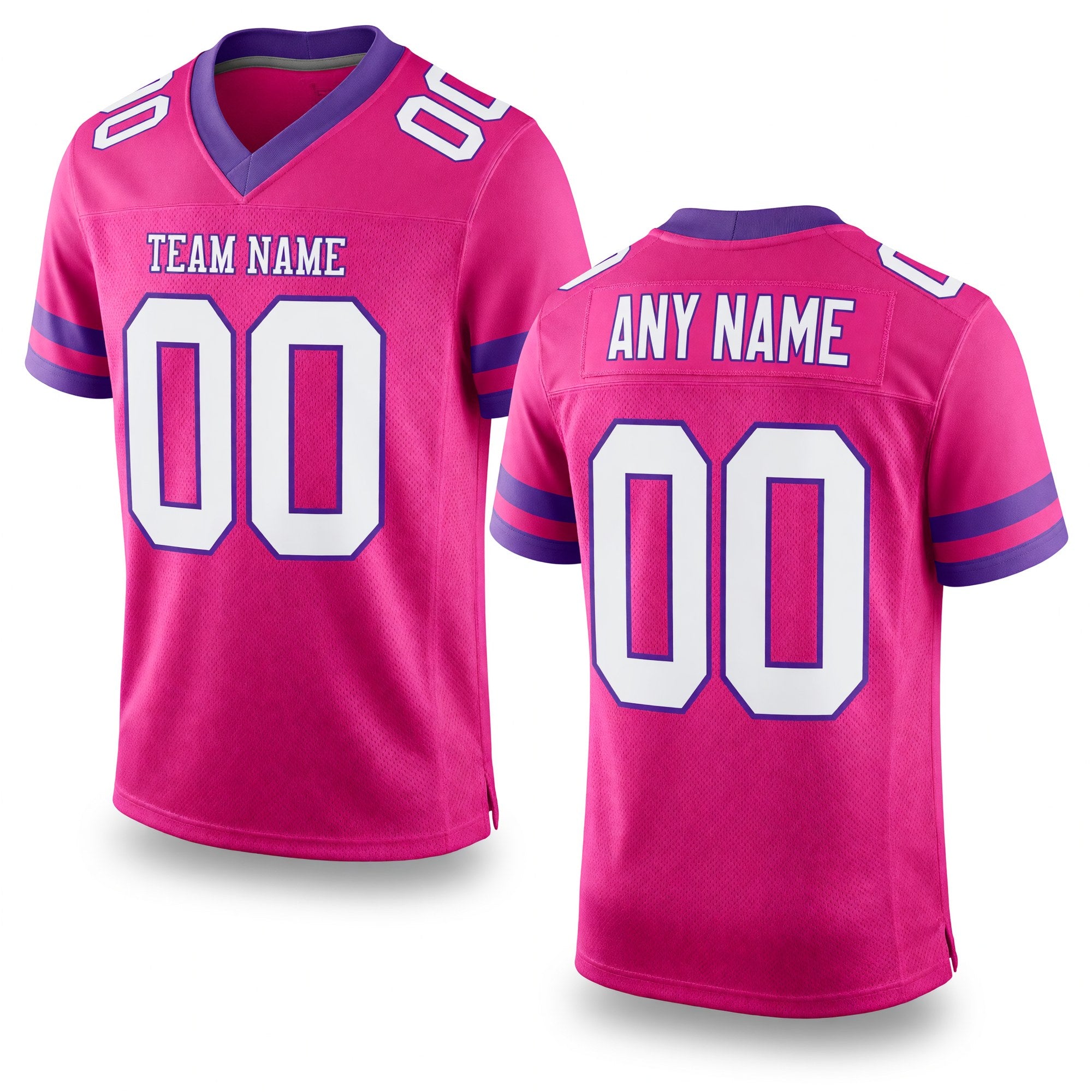 Custom Pink White-Purple Mesh Authentic Football Jersey