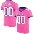Custom Pink White-Purple Mesh Authentic Football Jersey photo 1