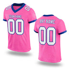 Custom Pink White-Royal Mesh Authentic Football Jersey