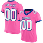 Custom Pink White-Royal Mesh Authentic Football Jersey photo 1