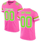 Custom Pink Neon Green-White Mesh Authentic Football Jersey