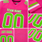 Custom Pink Neon Green-White Mesh Authentic Football Jersey detail