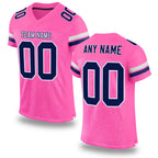 Custom Pink Navy-White Mesh Authentic Football Jersey