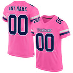 Custom Pink Navy-White Mesh Authentic Football Jersey photo 1