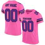 Custom Pink Purple-Black Mesh Authentic Football Jersey photo 1