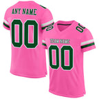 Custom Pink Green-White Mesh Authentic Football Jersey photo 1