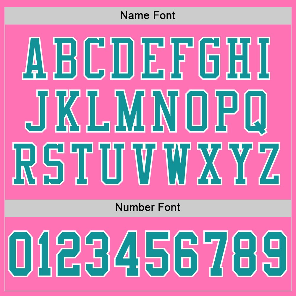 Custom Pink Teal-White Mesh Authentic Football Jersey photo 3