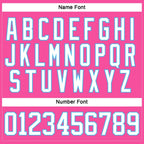 Custom Pink White-Sky Blue Hockey Lace Neck Jersey photo 4