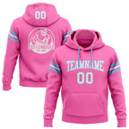 Custom Stitched Pink White-Light Blue Football Pullover Sweatshirt Hoodie photo 1