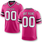 Custom Pink White-Black Authentic Football Jersey