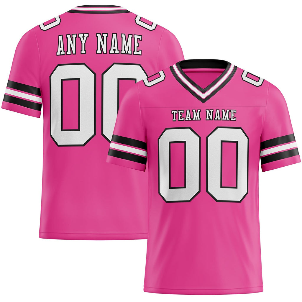 Custom Pink White-Black Authentic Football Jersey photo 1